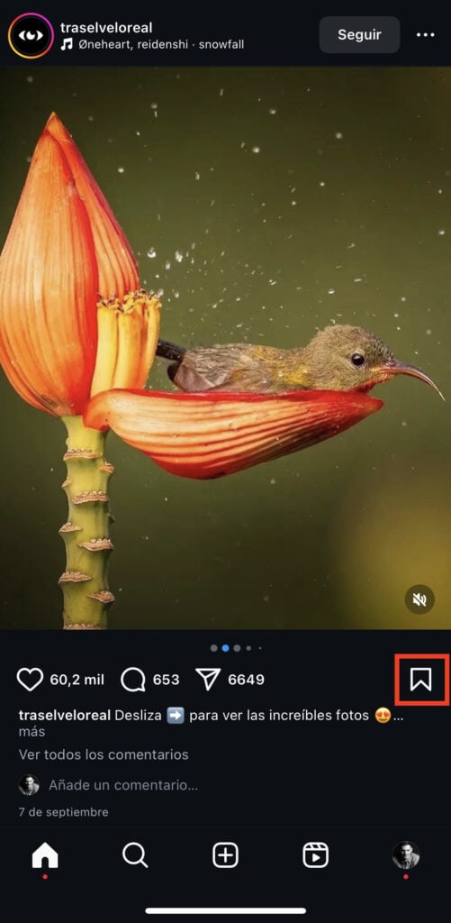 Icono de Marcador de una publicación de instagram